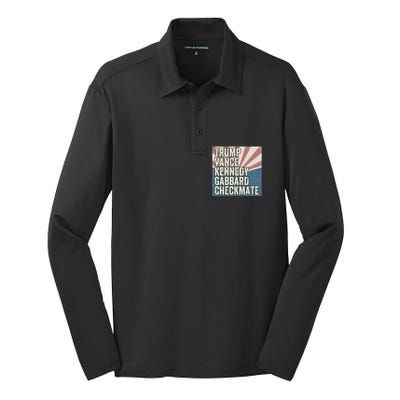 Trump Vance Kennedy Gabbard Checkmate American Flag Chess Silk Touch Performance Long Sleeve Polo