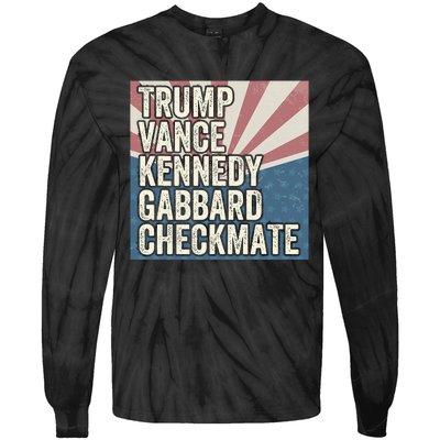 Trump Vance Kennedy Gabbard Checkmate American Flag Chess Tie-Dye Long Sleeve Shirt