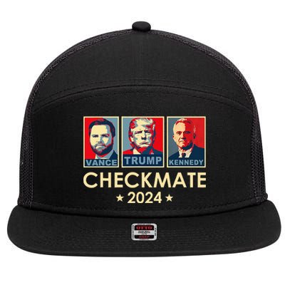 Trump Vance Kennedy Checkmate 2024 Election Republican 7 Panel Mesh Trucker Snapback Hat