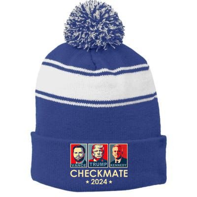 Trump Vance Kennedy Checkmate 2024 Election Republican Stripe Pom Pom Beanie