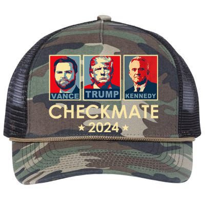 Trump Vance Kennedy Checkmate 2024 Election Republican Retro Rope Trucker Hat Cap