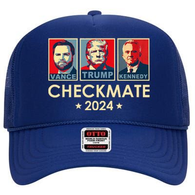 Trump Vance Kennedy Checkmate 2024 Election Republican High Crown Mesh Back Trucker Hat