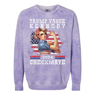 Trump Vance Kennedy Checkmate 2024 Election Republican Trump Gift Colorblast Crewneck Sweatshirt