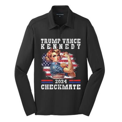 Trump Vance Kennedy Checkmate 2024 Election Republican Trump Gift Silk Touch Performance Long Sleeve Polo