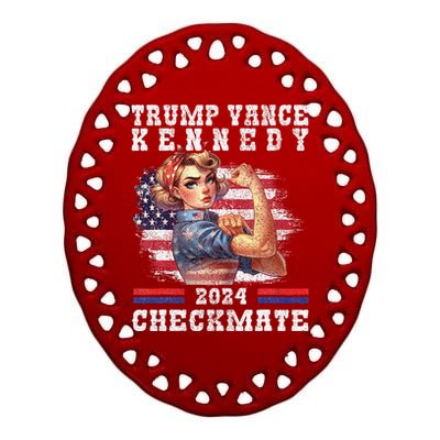 Trump Vance Kennedy Checkmate 2024 Election Republican Trump Gift Ceramic Oval Ornament