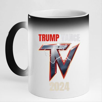 Trump Vance Lightning 47th Us President Election Jd Vance Us 11oz Black Color Changing Mug