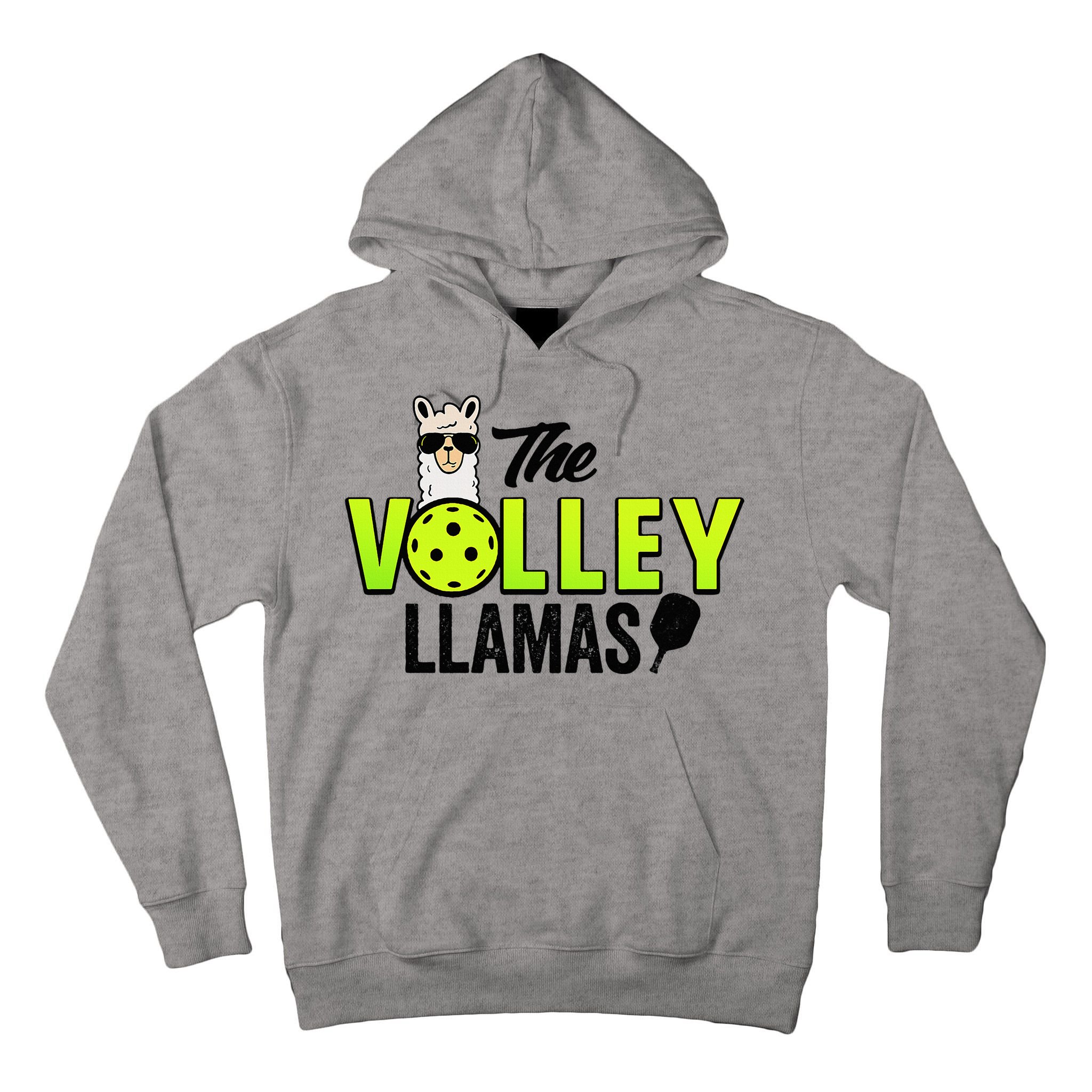 The Volley LLamas comic style llama pickle ball Tall Hoodie