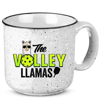 The Volley LLamas comic style llama pickle ball 15oz Campfire Ceramic Mug
