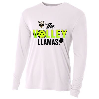 The Volley LLamas comic style llama pickle ball Cooling Performance Long Sleeve Crew