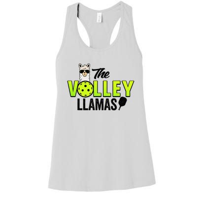 The Volley LLamas comic style llama pickle ball Women's Racerback Tank