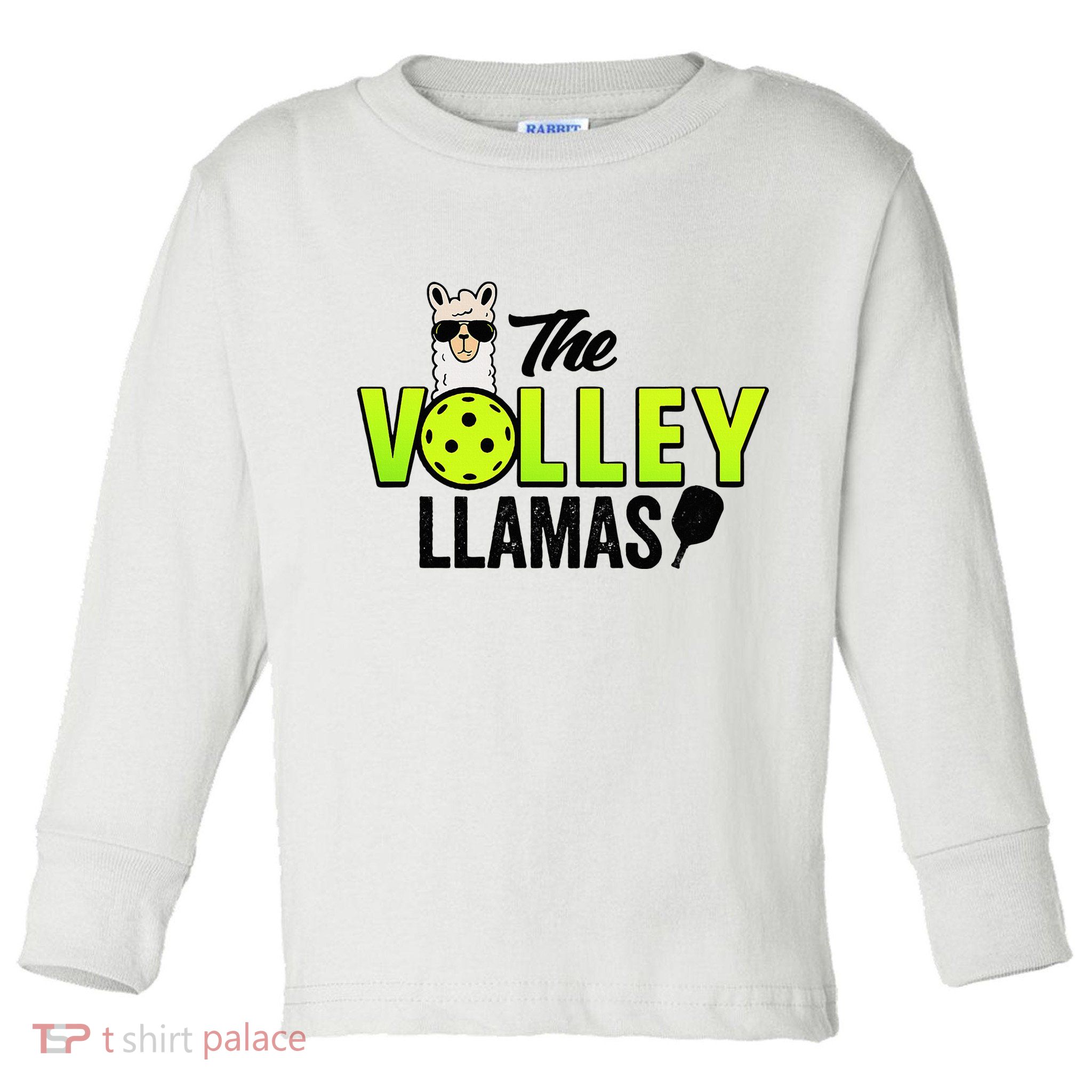The Volley LLamas comic style llama pickle ball Toddler Long Sleeve Shirt