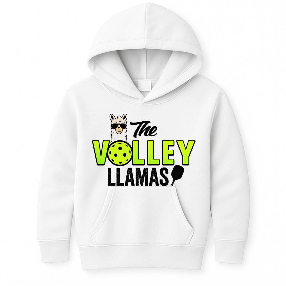 The Volley LLamas comic style llama pickle ball Kids Hoodie