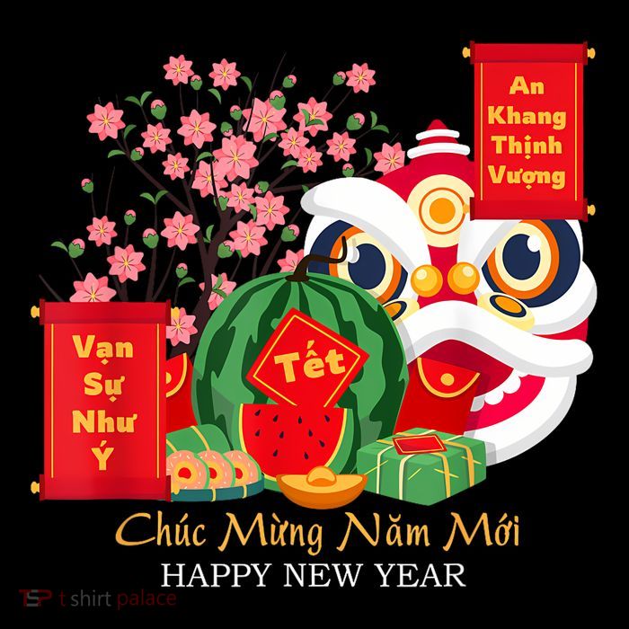 Tet Vietnamese Lunar New Year Calendar 2025 Happy New Year Drawstring Bag