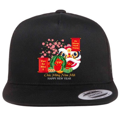 Tet Vietnamese Lunar New Year Calendar 2025 Happy New Year Flat Bill Trucker Hat