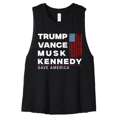 Trump Vance Musk Kennedy Save America 2024 Women's Racerback Cropped Tank