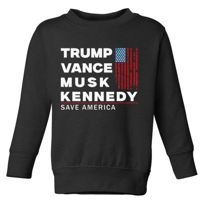 Trump Vance Musk Kennedy Save America 2024 Toddler Sweatshirt