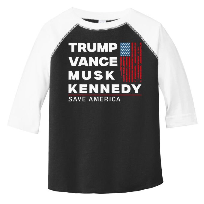 Trump Vance Musk Kennedy Save America 2024 Toddler Fine Jersey T-Shirt
