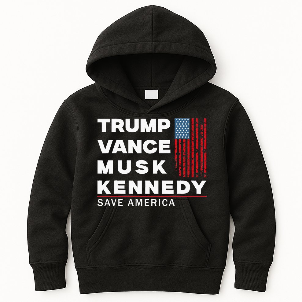 Trump Vance Musk Kennedy Save America 2024 Kids Hoodie