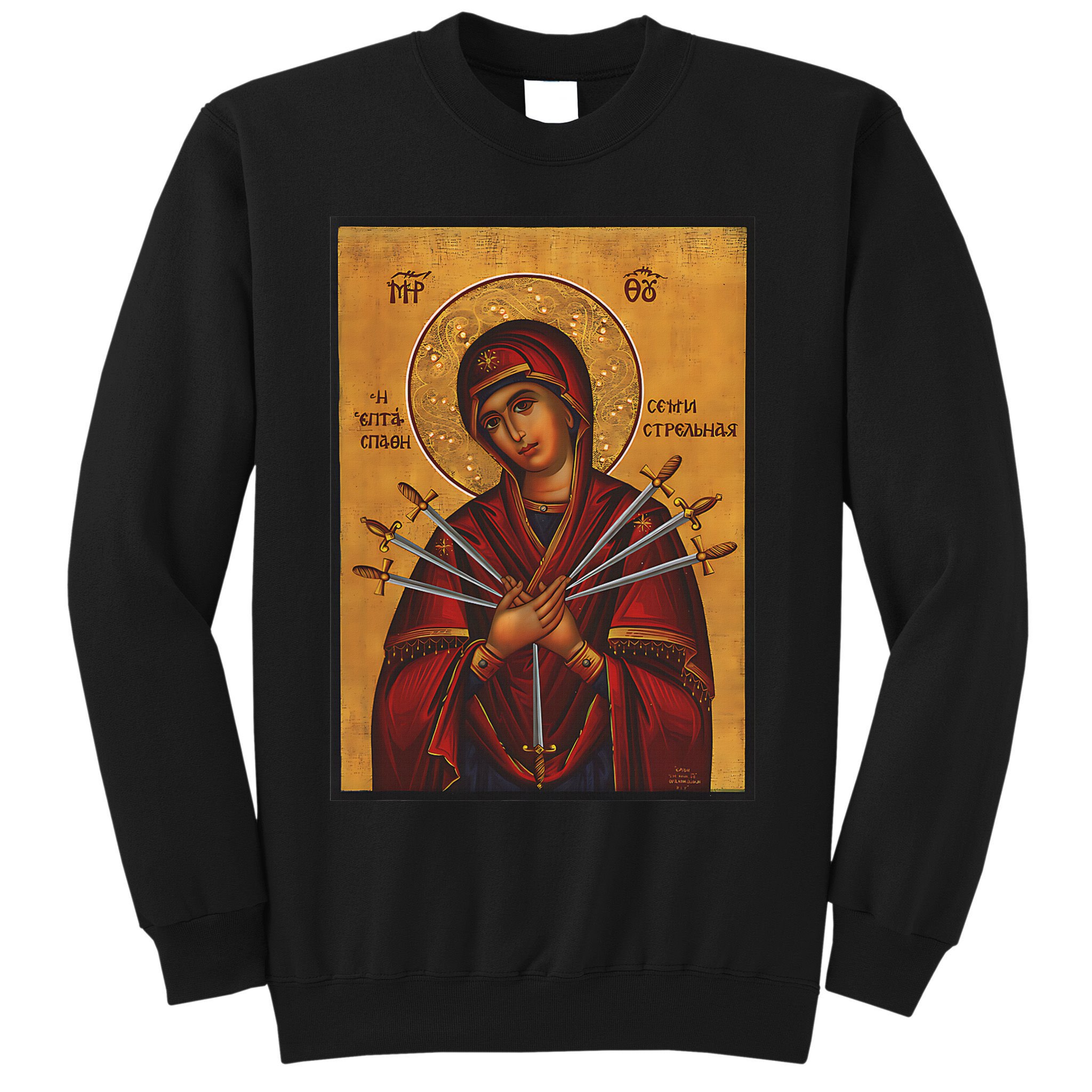 Theotokos Virgin Mary Eastern Orthodox Byzantine Art Church Sweatshirt