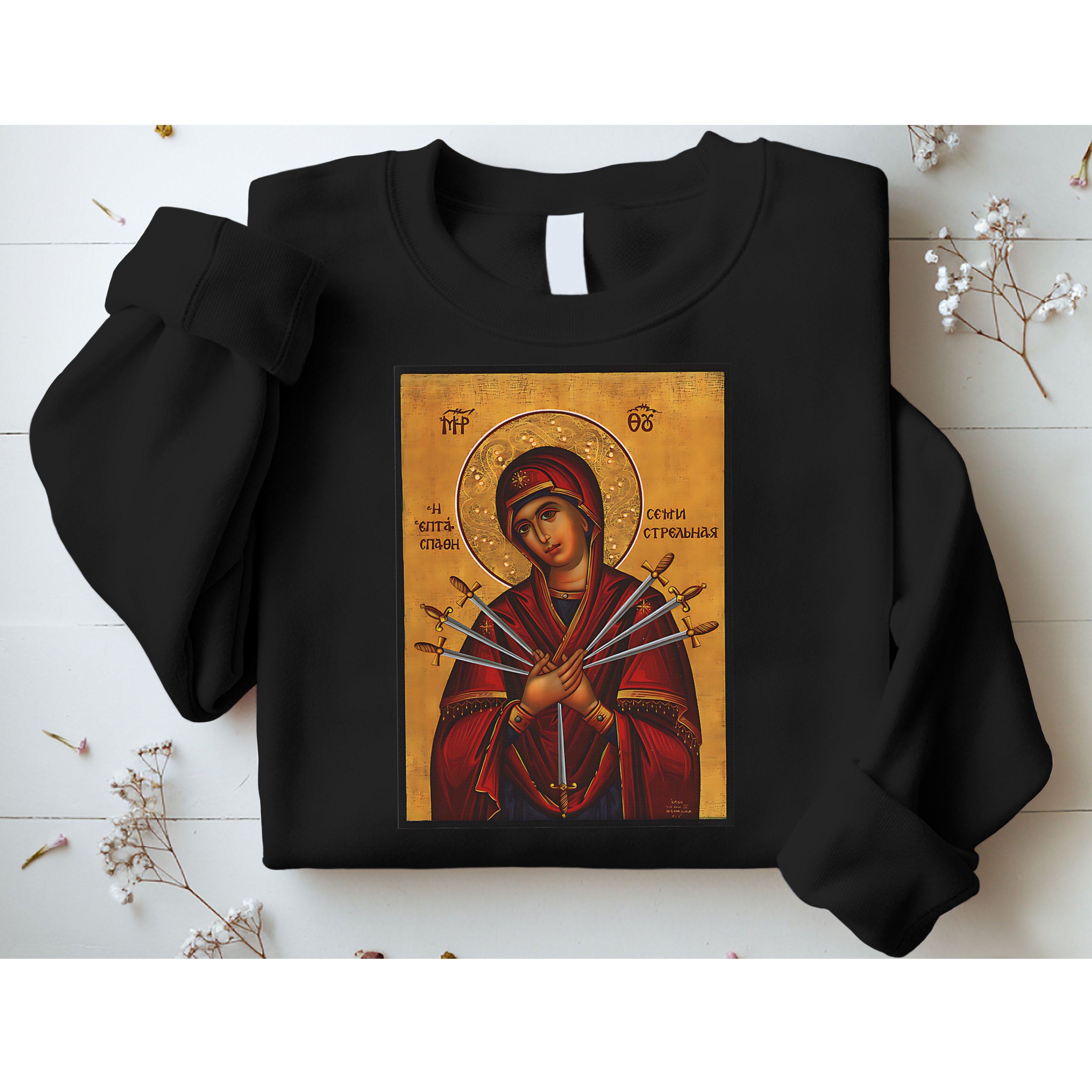 Theotokos Virgin Mary Eastern Orthodox Byzantine Art Church Sweatshirt