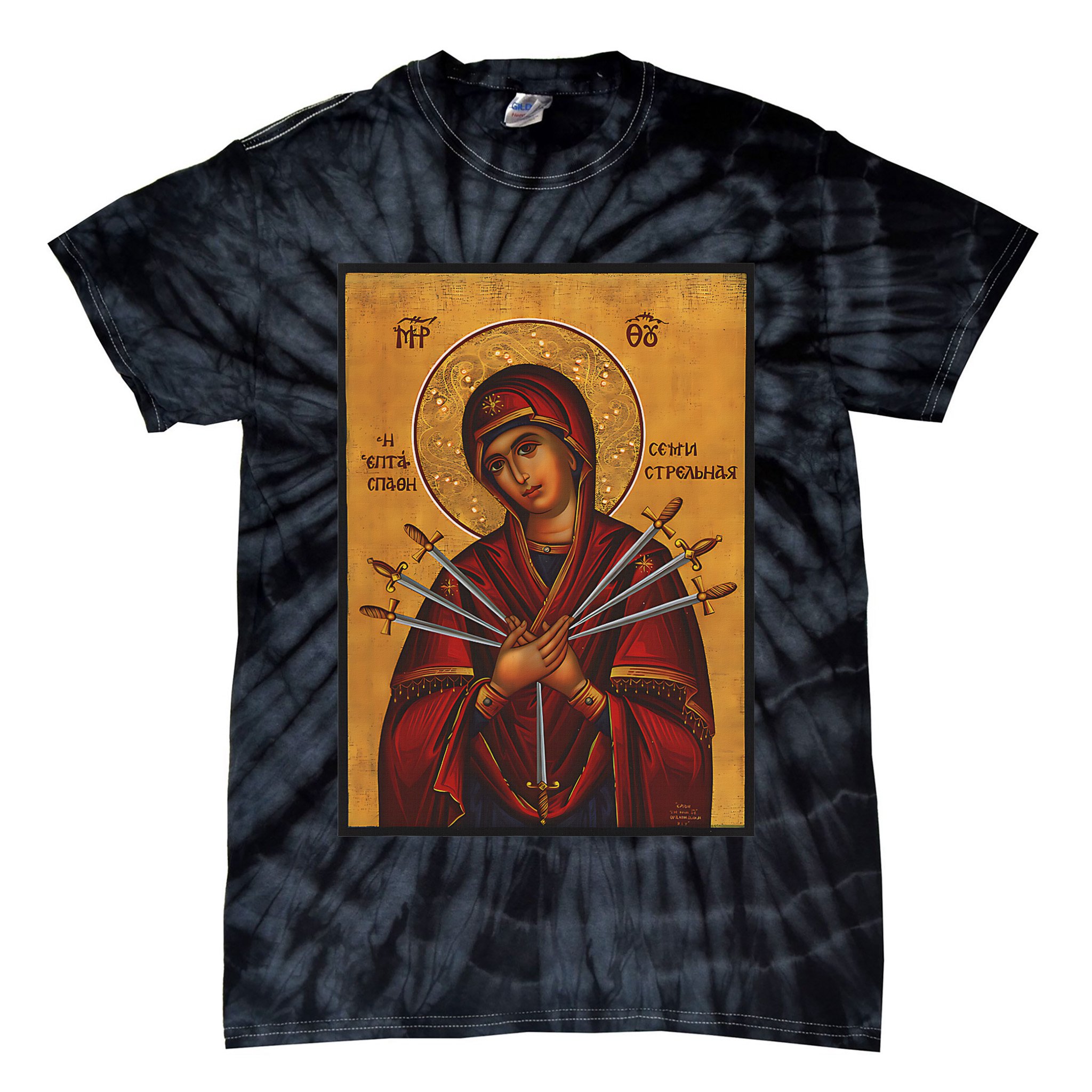 Theotokos Virgin Mary Eastern Orthodox Byzantine Art Church Tie-Dye T-Shirt