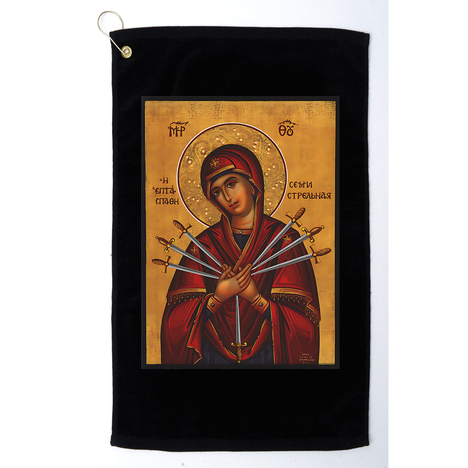 Theotokos Virgin Mary Eastern Orthodox Byzantine Art Church Golf Towel