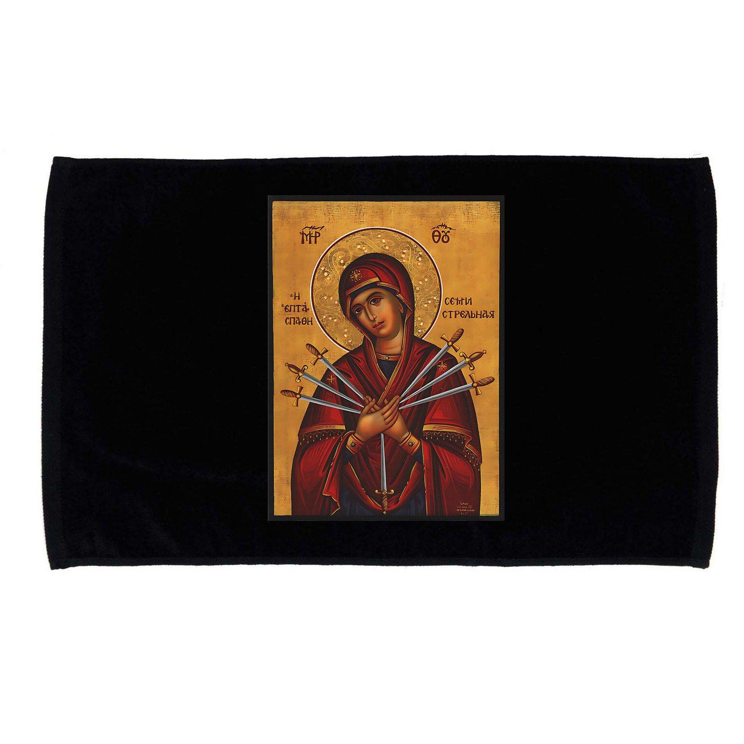 Theotokos Virgin Mary Eastern Orthodox Byzantine Art Church Microfiber Hand Towel