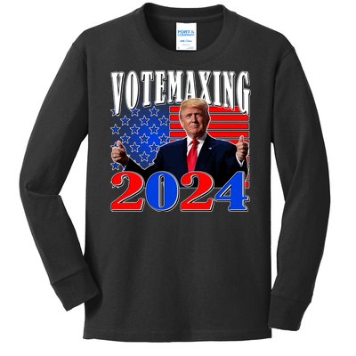 Trump Vote Maxing 2024 Election Kids Long Sleeve Shirt