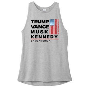 Trump Vance Musk Kennedy Gabbard 2024 Save America Ladies PosiCharge Tri-Blend Wicking Tank