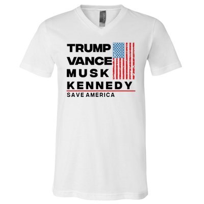 Trump Vance Musk Kennedy Gabbard 2024 Save America V-Neck T-Shirt