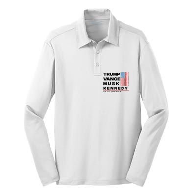 Trump Vance Musk Kennedy Gabbard 2024 Save America Silk Touch Performance Long Sleeve Polo