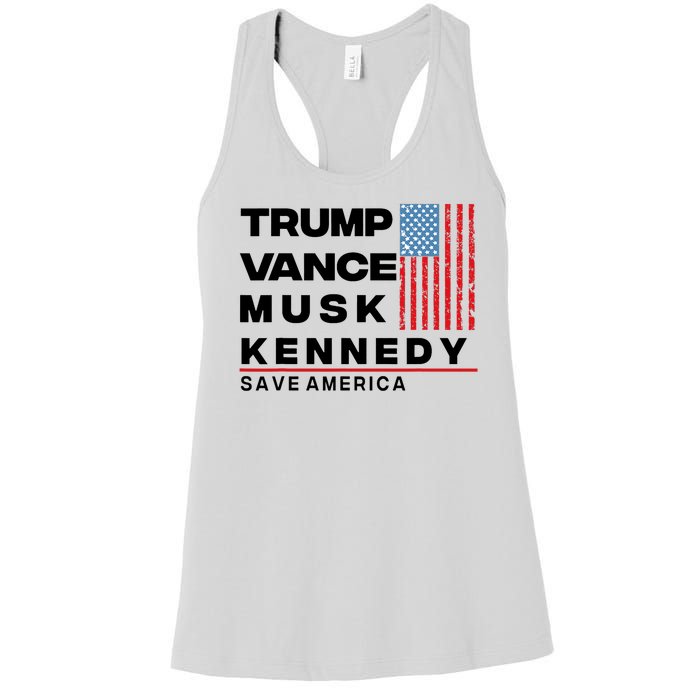 Trump Vance Musk Kennedy Gabbard 2024 Save America Women's Racerback Tank