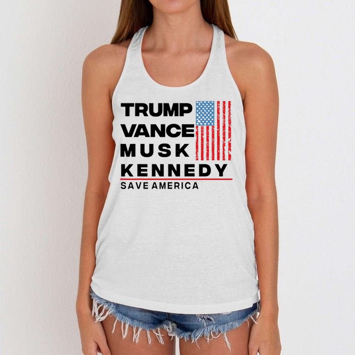 Trump Vance Musk Kennedy Gabbard 2024 Save America Women's Knotted Racerback Tank