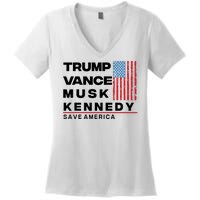 Trump Vance Musk Kennedy Gabbard 2024 Save America Women's V-Neck T-Shirt