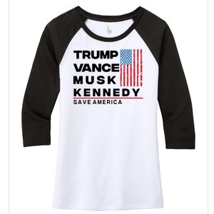 Trump Vance Musk Kennedy Gabbard 2024 Save America Women's Tri-Blend 3/4-Sleeve Raglan Shirt