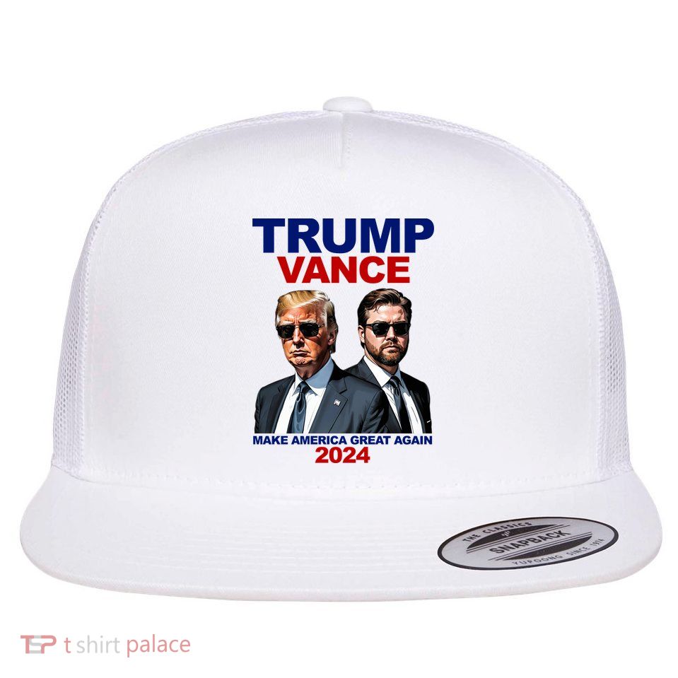 Trump Vance Make America Great Again 2024 Republican Flat Bill Trucker Hat