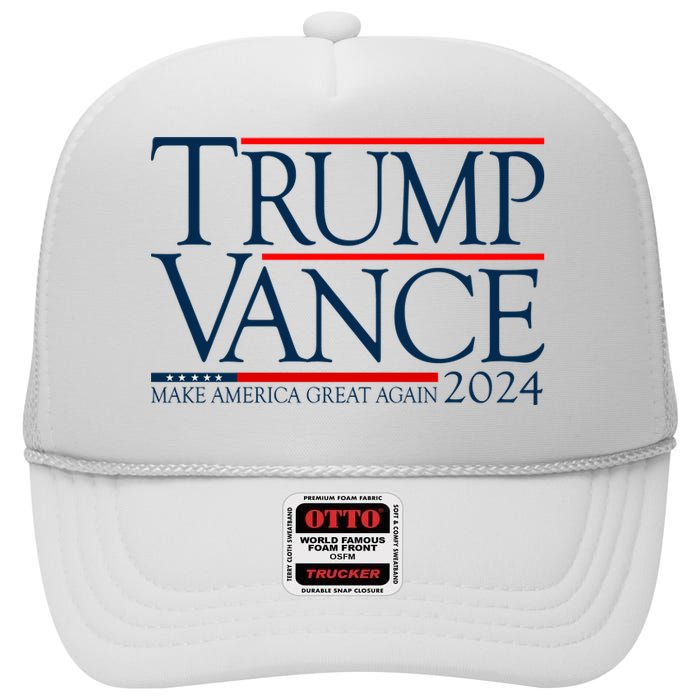 Trump Vance Make America Great Again 2024 Election High Crown Mesh Back Trucker Hat