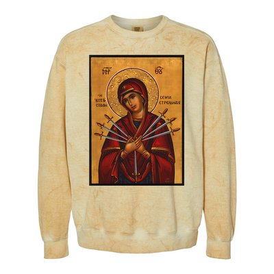 Theotokos Virgin Mary Of 7 Seven Swords Greek Orthodox Colorblast Crewneck Sweatshirt