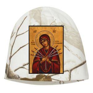 Theotokos Virgin Mary Of 7 Seven Swords Greek Orthodox Kati - Camo Knit Beanie