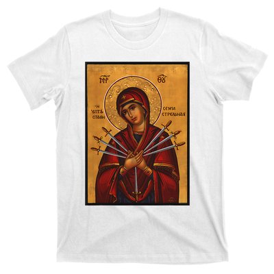 Theotokos Virgin Mary Of 7 Seven Swords Greek Orthodox T-Shirt