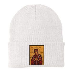 Theotokos Virgin Mary Of 7 Seven Swords Greek Orthodox Knit Cap Winter Beanie