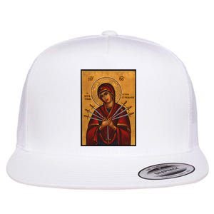 Theotokos Virgin Mary Of 7 Seven Swords Greek Orthodox Flat Bill Trucker Hat