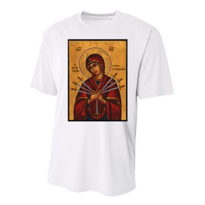 Theotokos Virgin Mary Of 7 Seven Swords Greek Orthodox Performance Sprint T-Shirt