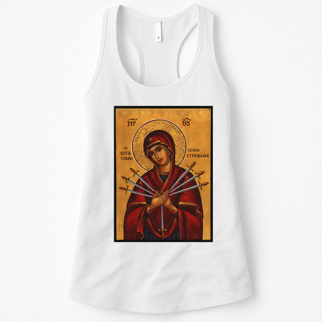 Theotokos Virgin Mary Of 7 Seven Swords Greek Orthodox Womens Tank Top