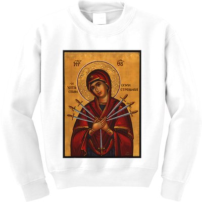 Theotokos Virgin Mary Of 7 Seven Swords Greek Orthodox Kids Sweatshirt