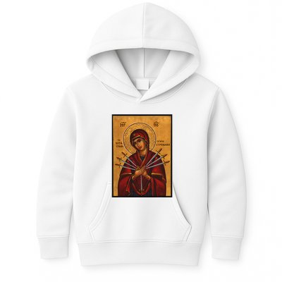 Theotokos Virgin Mary Of 7 Seven Swords Greek Orthodox Kids Hoodie