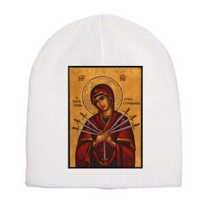 Theotokos Virgin Mary Of 7 Seven Swords Greek Orthodox Short Acrylic Beanie