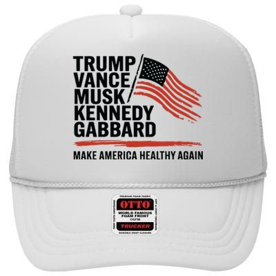 Trump Vance Musk Kennedy Gabbard 2024 High Crown Mesh Back Trucker Hat