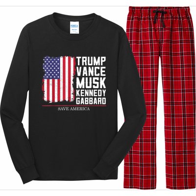 Trump Vance Musk Kennedy Gabbard 2024 Save America Long Sleeve Pajama Set