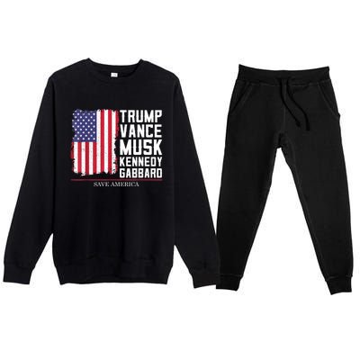 Trump Vance Musk Kennedy Gabbard 2024 Save America Premium Crewneck Sweatsuit Set